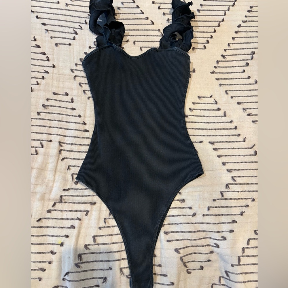 Wild Honey Charcoal Ribbed Top